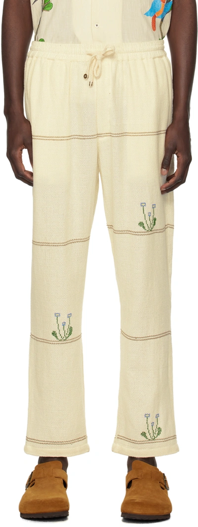 Harago Off-white Embroidered Trousers
