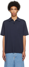 Dries Van Noten Navy Buttoned Polo In 509 Navy