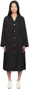 Ganni Black Relaxed Coat In 099 Black