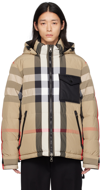 BURBERRY BEIGE CHECK REVERSIBLE DOWN JACKET