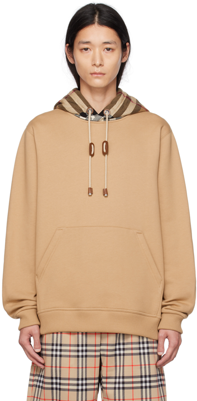 Burberry Samuel Check Print Cotton Jersey Hoodie In Brown