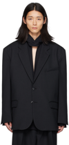 Random Identities Long-sleeved Oversized Blazer In 10000 Black