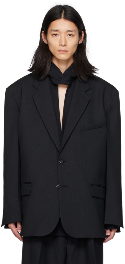 Random Identities Long-sleeved Oversized Blazer In Black