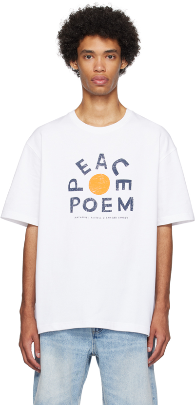 Samsã¸e Samsã¸e White Nathaniel Russell Edition Nathaniel T-shirt In Clr000999 Peace Poem