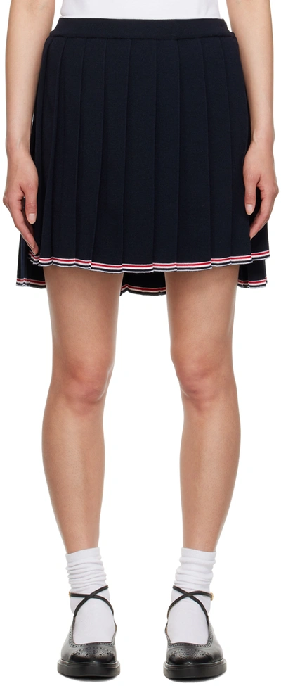 Thom Browne Pleated Mini Skirt In Blue