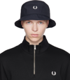 FRED PERRY NAVY DUAL BRANDED BUCKET HAT