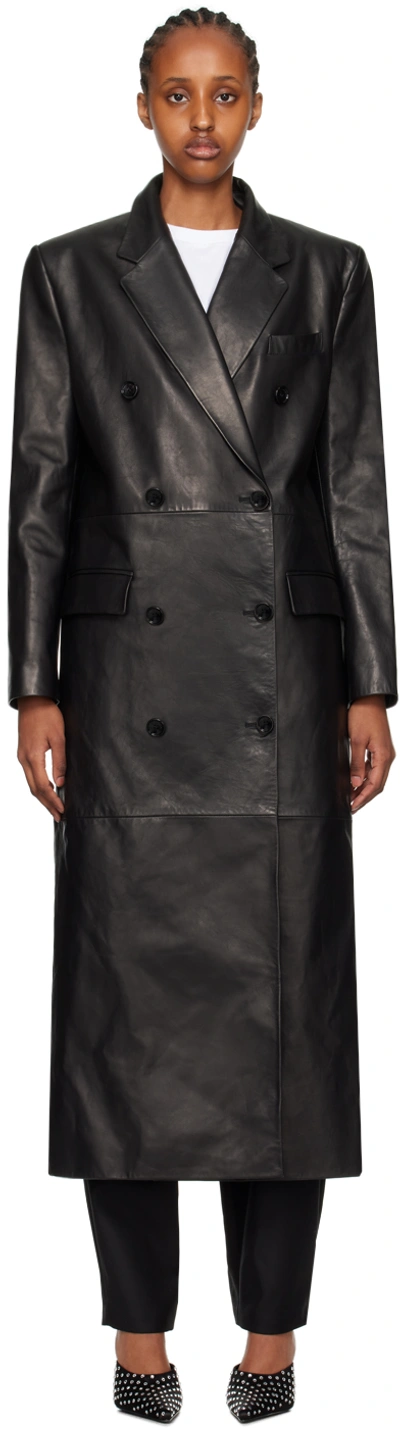 Magda Butrym Double-breasted Leather Coat In Black