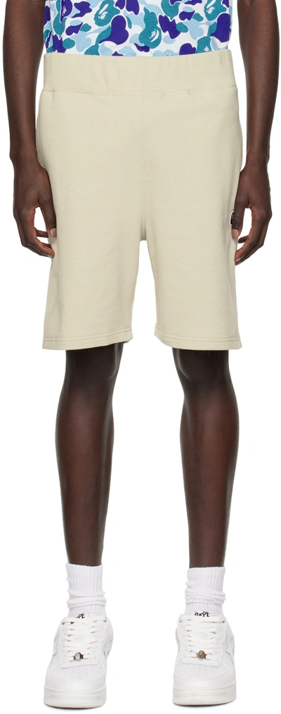 Bape Beige Ape Head One Point Shorts