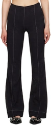 Ganni Jacquard Flared Trousers In 099 Black