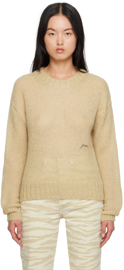 Ganni Beige Embroidered Sweater