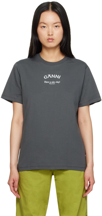 GANNI GRAY RELAXED T-SHIRT