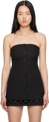 Ganni Strapless Beaded Suiting Top In 099 Black