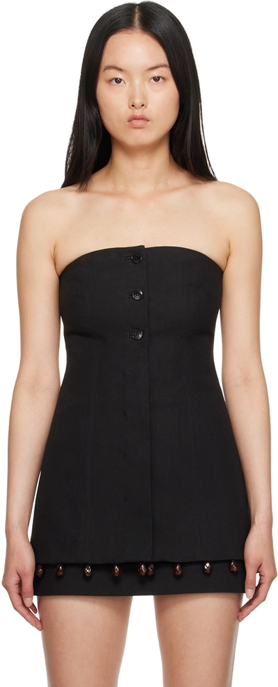 GANNI BLACK BEADED TUBE TOP