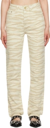 Ganni Betzy Printed Straight Cropped Jeans In 531 Pale Khaki