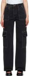 Ganni Black Angi Jeans In 006 Washed Black/bla