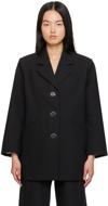 GANNI BLACK THREE-BUTTON BLAZER