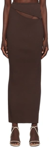 CHRISTOPHER ESBER BROWN HIP SLASH MAXI SKIRT