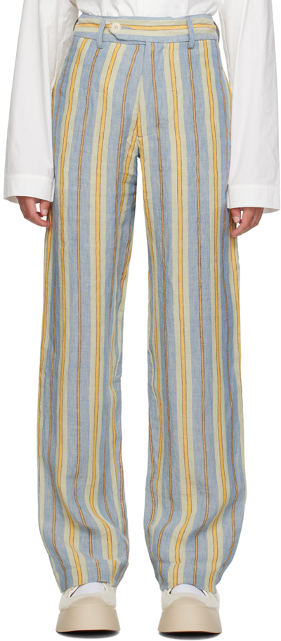 Nicholas Daley Multicolor Striped Trousers In Blue/mustard Stripe
