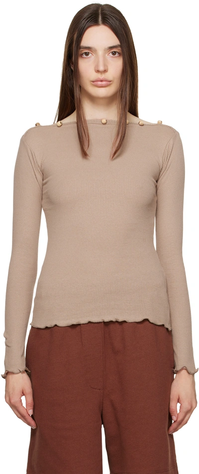 Baserange Beige Tav Long Sleeve T-shirt In Dried Beige