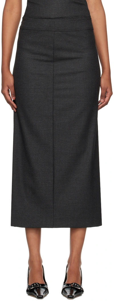 Bec & Bridge Gray Tali Midi Skirt In Check