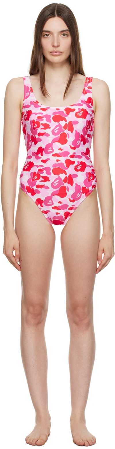 Bape Pink Abc Camo One-piece Swimsuit