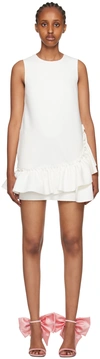 Msgm White Ruffled Minidress In 02 Off White