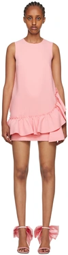 Msgm Ruffled-trim Sleeveless Mini Dress In 12 Pink