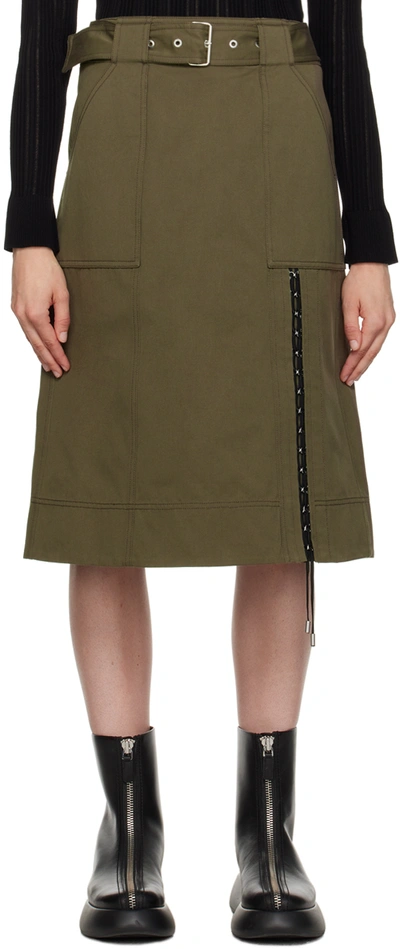 3.1 Phillip Lim Lacing Utility Midi Skirt In Army