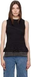 3.1 Phillip Lim Black Smocked Tank Top In Ba001 Black
