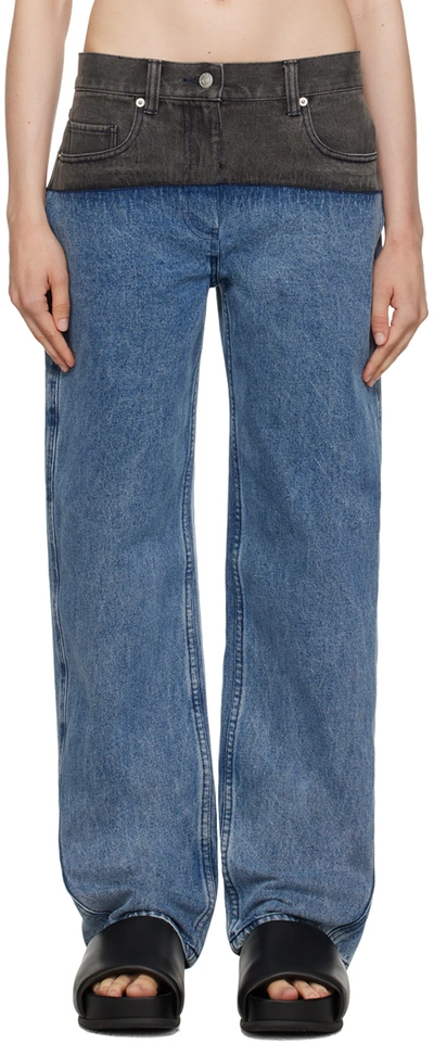 3.1 Phillip Lim / フィリップ リム Blue & Gray Slouchy Jeans In Me483 Med Blue Multi