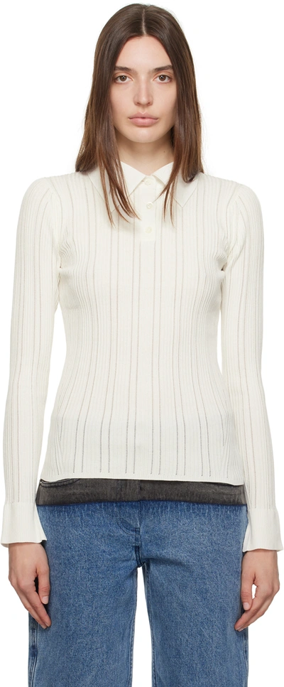 3.1 Phillip Lim White Three-button Polo In Iv122 Ivory