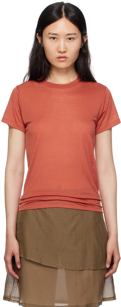 Baserange Red Semi-sheer T-shirt In Burned Red