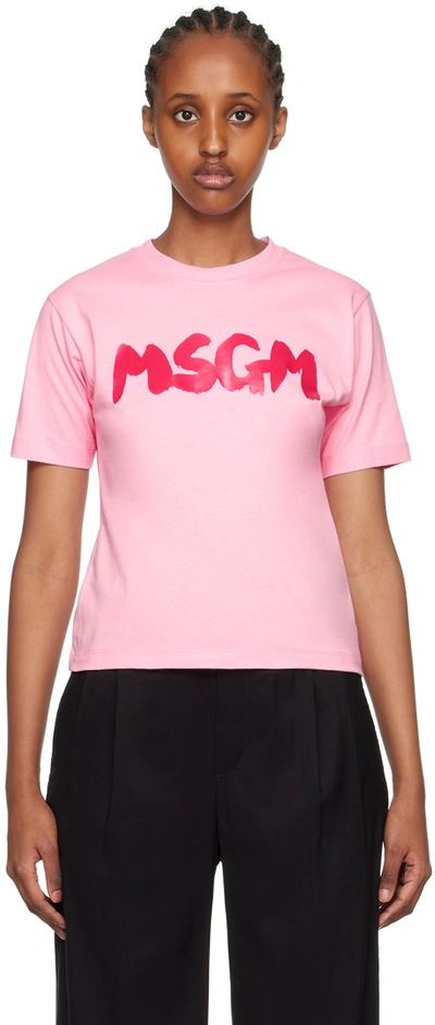 Msgm Pink Printed T-shirt In 12 Pink