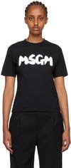 Msgm Graffiti Logo-print T-shirt In 99 Black