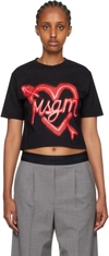 Msgm Black Heart T-shirt In 99 Black