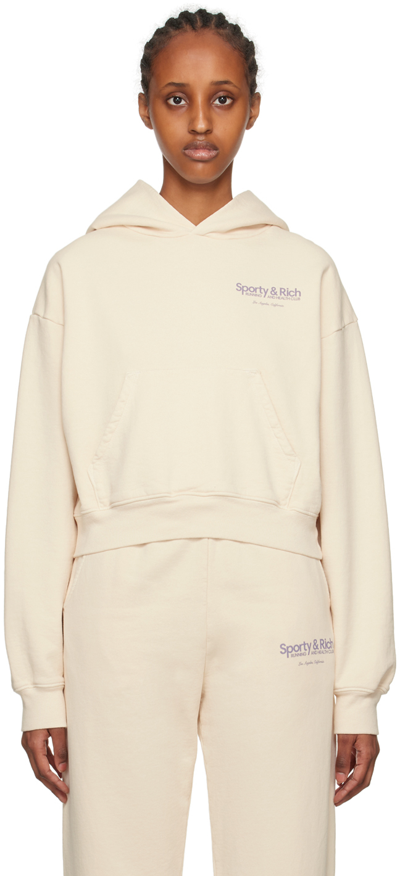 Sporty And Rich Logo-print Cotton Hoodie In Neutrals