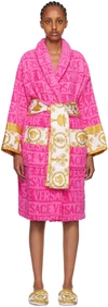 Versace Pink 'i Heart Baroque' Robe In Fuschia