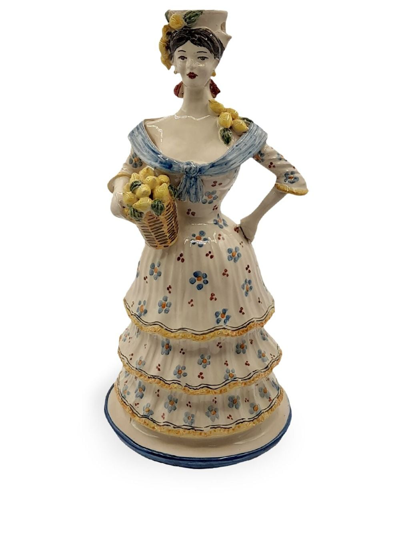 Les-ottomans Lemon Woman Porcelain Candle Holder In Multicolour