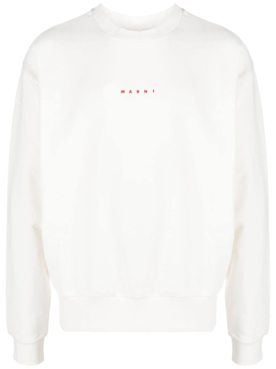 Marni Logo-print Cotton Sweatshirt In White