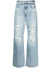 7 FOR ALL MANKIND HIGH-WAISTED STRAIGHT-LEG RIPPED JEANS