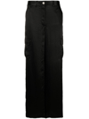Theory Satin-finish Wide-leg Trousers In Black