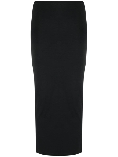 Totême Crinkled Silk-twill Midi Skirt In Black
