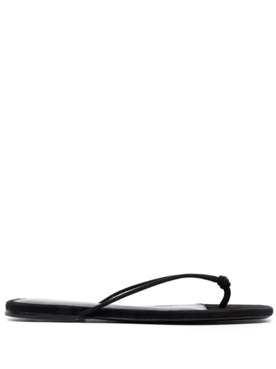 Totême The Knot Suede Thong Sandals In Black