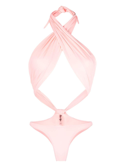 Reina Olga Showpony Halterneck Swimsuit In Pink