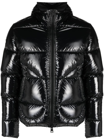 Herno Laminated Hooded Padded Jacket In Black