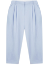 Stella Mccartney Pleated Cropped-leg Trousers In Blue