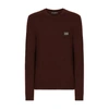 Dolce & Gabbana Wool Round-neck Sweater With Branded Tag In Wine