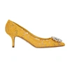 Dolce & Gabbana Bellucci Crystal-embellished Corded Lace Pumps In Mustard