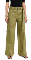 PROENZA SCHOULER WHITE LABEL COTTON TWILL CARGO PANTS KHAKI GREEN