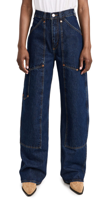 Re/done Super High Workwear Jeans In Blue